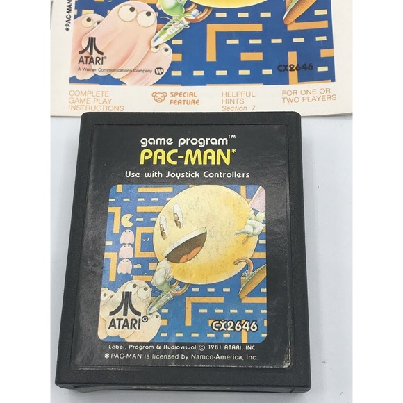 Atari 2600 Pac-Man 1981 Video Game‎ Cartridge  w/ Manual - Picture 2 of 4